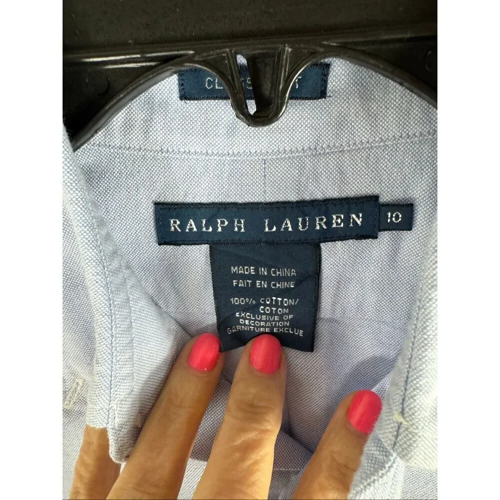Ralph Lauren Boys Classic Fit Blue Shirt Size 10